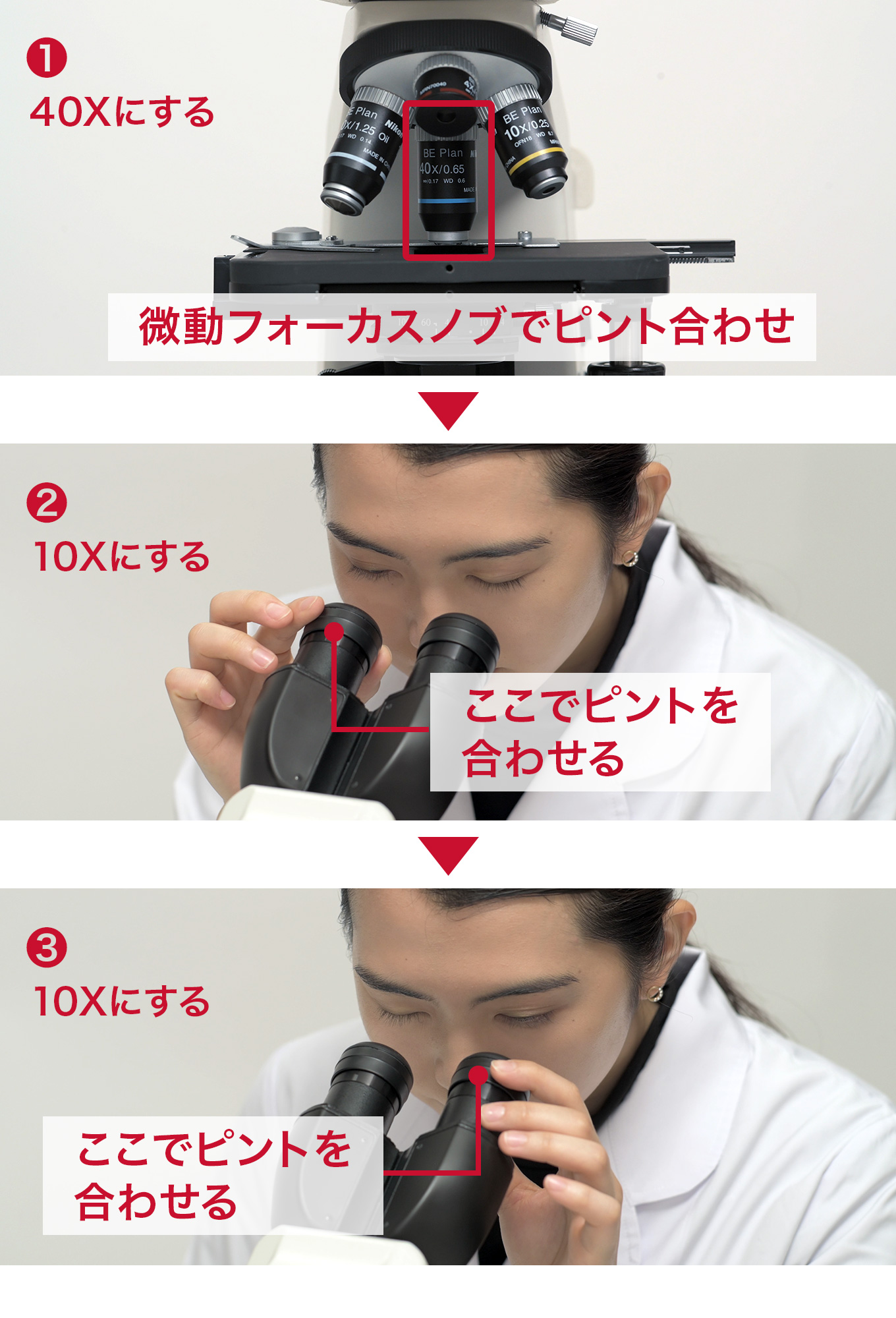 対物レンズの切り替え確認