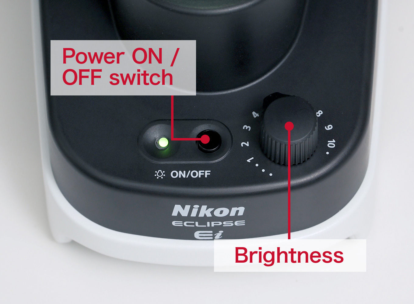 Adjust the brightness using the brightness control knob
